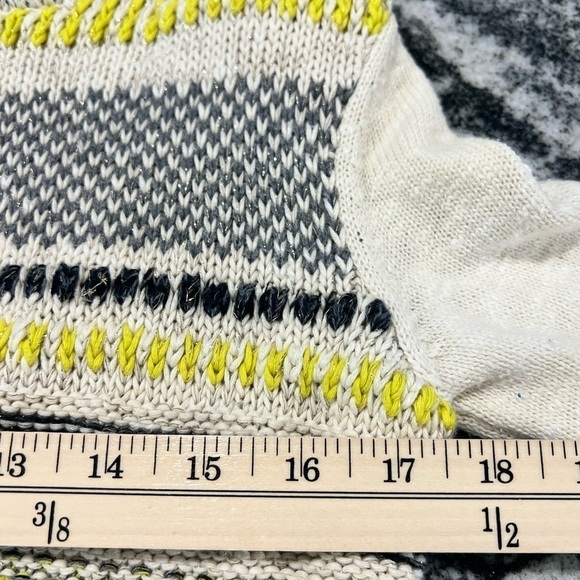 MOTH for Anthropologie open cardigan sweater in cream with yellow and gray - Picture 12 of 14